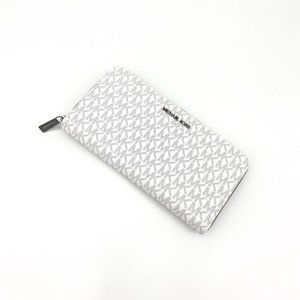 Michael Kors White Grey Large Zip Wallet